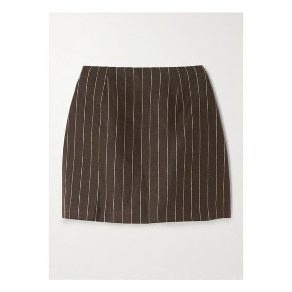 포세 앨리스 핀스트라이프 리넨 트윌 미니 스커트 다크 브라운 46376663162895026