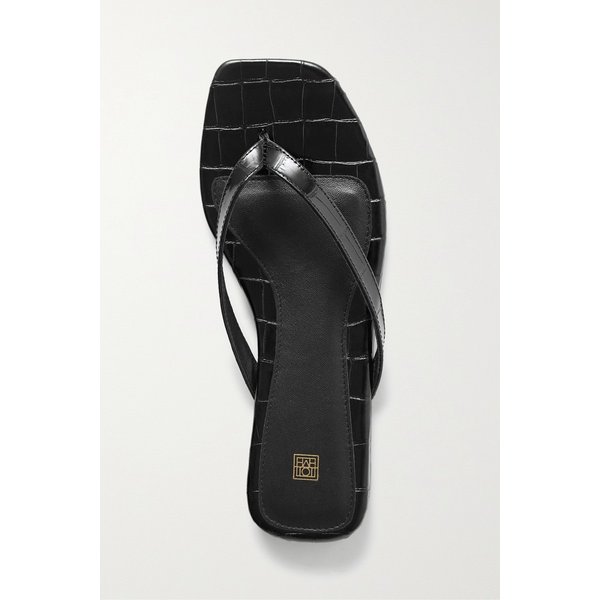 크로커다일 이펙트 가죽 플립플랍 블랙 38063312420879952