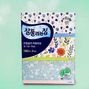 잘풀리는집 리얼실키 미용티슈 180매X3곽 (WC02627)