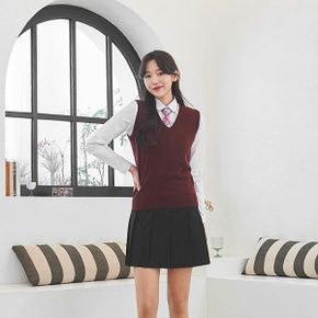 교복몰 보풀방지 와인 교복조끼 여자  교복 학생복_P351874198