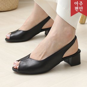 4cm/소가죽/국내생산/꽃잎 토오픈 슬링백 미들힐 샌들 111454