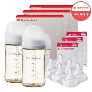 더블하트 3세대 240ml 모먼트 트윈팩 3개(젖병6개)+젖꼭지 6개