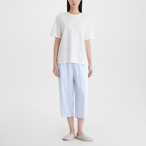 JAJU 25 S/S   JAJU  여 레이온 코튼 시어서커 7부 파자마 팬츠   J205202015