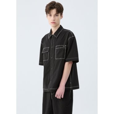 게스 [게스진] MP2W1282 남녀공용 탑스티치 반팔셔켓