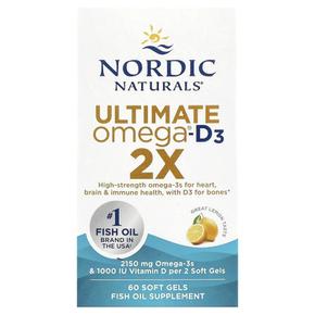해외직구 Nordic Naturals 노르딕내추럴스 얼티메이트 오메가 비타민D3 2X 레몬향 소프트젤 60정