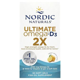 노르딕내추럴 해외직구 Nordic Naturals 노르딕내추럴스 얼티메이트 오메가 비타민D3 2X 레몬향 소프트젤 60정