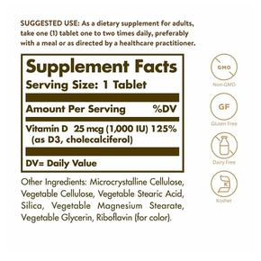 [해외직구] Solgar 솔가 비타민D3 콜레칼시페롤 1000IU 90정 2팩 Vitamin D3 Cholecalciferol 1000 IU - 90 Tablets