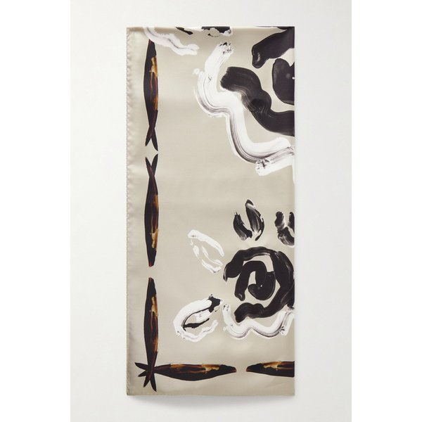 칼마이어 플로럴 프린트 실크 트윌 스카프 베이지 46376663163026211