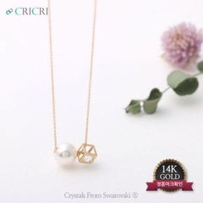 41cm 진주 GOLD 14K 기본형 목걸이 큐브 8mm 정품