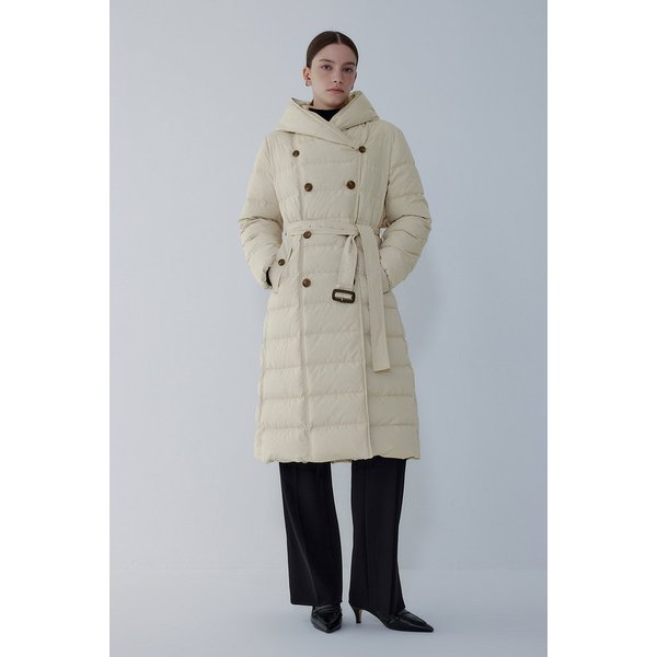 숄 후디드 더블 버튼 다운 롱 점퍼 7155417009104