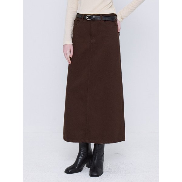Classic Silky Long Skirt - Brown