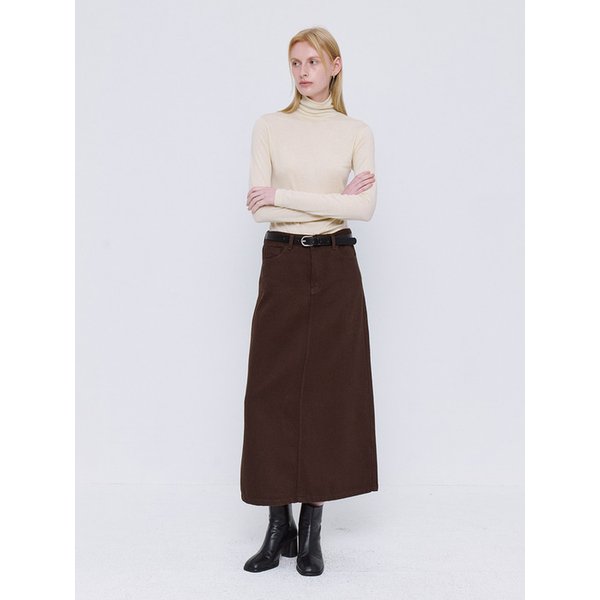 Classic Silky Long Skirt - Brown