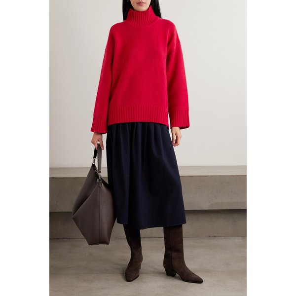 라 리뉴 플리츠 드롭 웨이스트 코튼 트윌 미디 스커트 46376663162975907