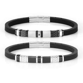 팔찌 CITY (시티) bracelet in steel, rubber and 1 cz with PVD finish 028810 (택1)