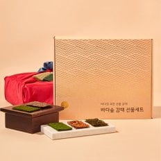 바다숲 종합 선물세트 3호 [구운감태4봉,생감태4봉,양념뱅어1봉,매일먹어도맛있는구운김2봉,불에살짝구운김 2봉, 고급보자기포장]