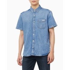 남성 블루 텐셀 반팔 데님 셔츠(4RB944G)