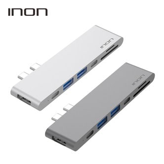 아이논 USB 3.0 C타입 듀얼 7in1 멀티허브 썬더볼트3 맥북프로 IN-UH310C