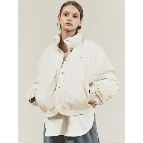 BUTTON-UP CURVE CROP PADDING_CREAM