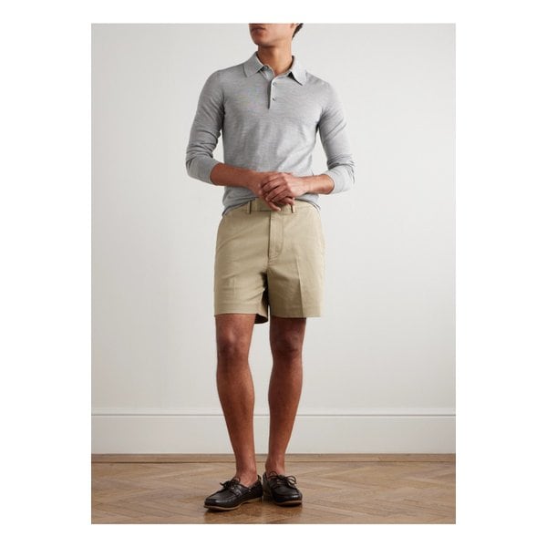 스트레이트 레그 플리츠 스트레치 코튼 트윌 쇼츠 46376663162880802