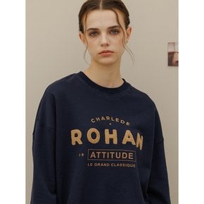 Charlesderohan lettering basic sweat shirt - Navy