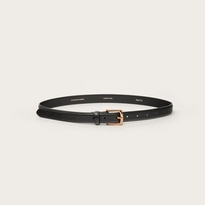 Bold Buckle Leather Belt Black