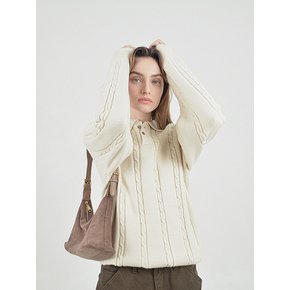 Modal Cable Collar Knit (Cream)