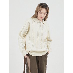 Modal Cable Collar Knit (Cream)