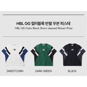 남녀공용 HBL OG 컬러블록 반팔 우븐 피스테 UP221CWT51