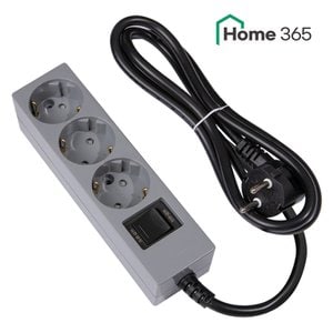 Home365 홈365 국산 과부하차단 멀티탭 3구 1.5m 그레이 블랙 / 16A 콘센트 멀티콘센트