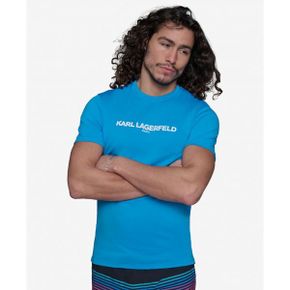 칼라거펠트 맨즈 Short-Sleeve 로고 Rashguard - Blith 블루 27004626 1344470