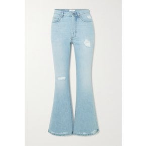 Distressed High-rise Flared Jeans 라이트 데님