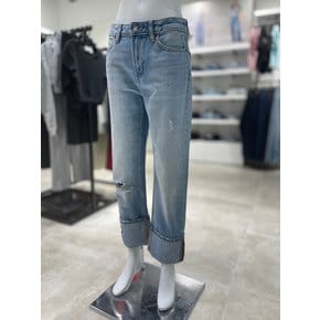 [파주점] [캘빈클라인진]여성 릴렉스 크롭핏 롤업 라이트블루 데님 팬츠 47C734G-X26
