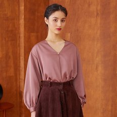 / v-neck one tuck blouse (pink)