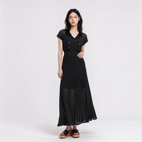 시스루 포인트 후드 니트 롱 원피스 (ES2TK600)