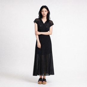 시스루 포인트 후드 니트 롱 원피스 (ES2TK600)
