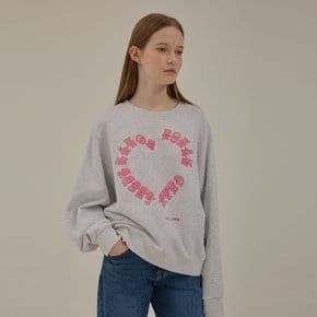 Heart lettering loose-fit sweat shirt_Light gray