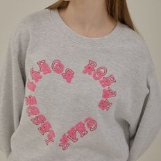 Heart lettering loose-fit sweat shirt_Light gray