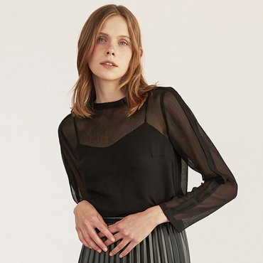 LAFEL 라펠소로브 시스루 블라우스 LMFB323A