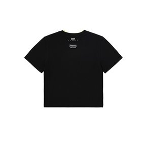 Mirror Typography Graphic Cropped T-Shirt (Black)