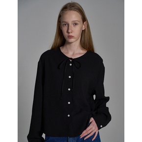 Wrinkle Ribbon Blouse_Black