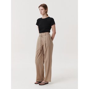 SS HIGHWAISTED TUCK PANTS (BEIGE)