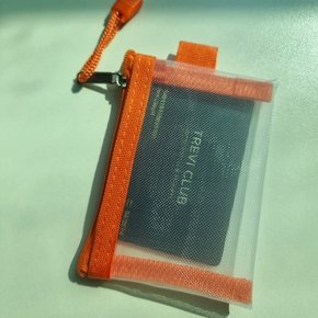 케이스 망사 파우치 카드 지갑 메쉬 명함보관 동전 미니 명함 보이는 명함집 적색 지퍼
