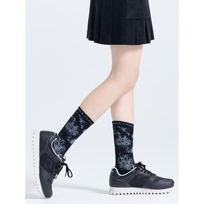 유니 자카드 중목 양말 블랙