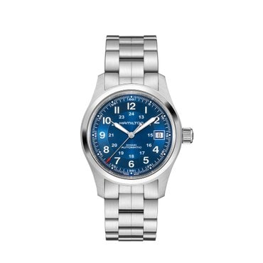 해밀턴 [공식] 해밀턴 카키필드 오토 38mm 블루 다이얼 브레이슬릿 시계 H70455140