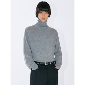 Wool Layered Turtleneck Knit - Grey