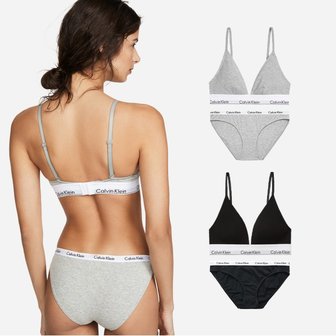 Calvin Klein Underwear 캘빈클라인 노와이어 브라렛+삼각팬티 세트 QF5650+QD3588_P360396852