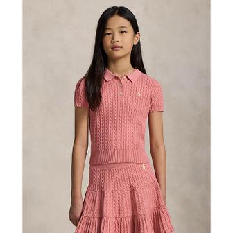 폴로 랄프 로렌 폴로 키즈 여아 7-16세 미니 케이블 코튼 폴로 스웨터(CWPOSWEG6820631650)