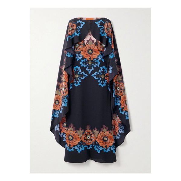 라더블제이 매직 케이프 이펙트 프린트 실크 크레이프 맥시 드레스 네이비 46376663162903208