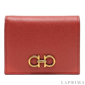 [FERRAGAMO] 페라가모 간치니 컴팩트 여성 반지갑 22-D780 LINGONBERRY 741209