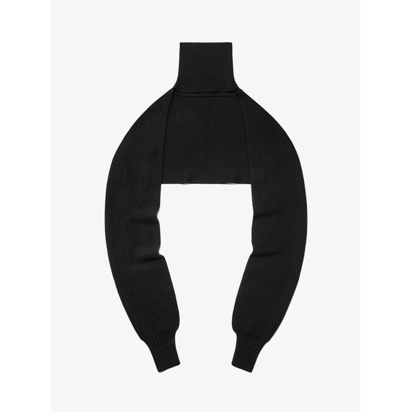 울 터틀 넥 니트 스카프 (black)